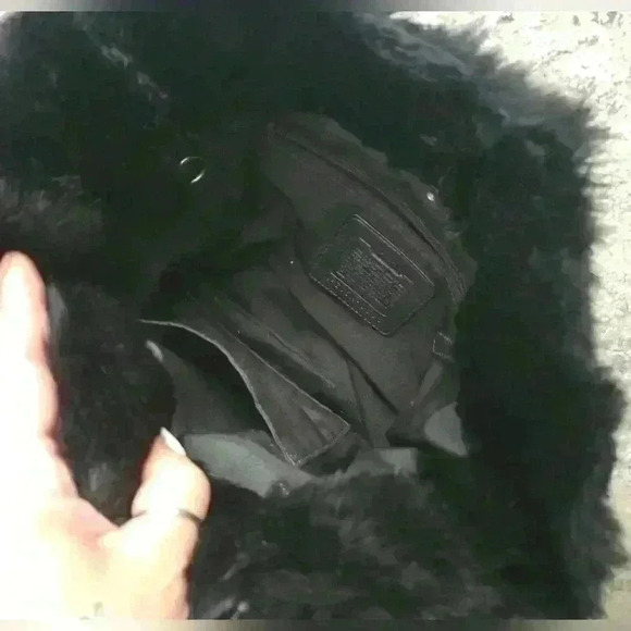 Coach Fur Exterior Quilted Bags & Handbags for Women for  Coach Vintage Y2K Black Quilted Signature Rabbit Fur Trimmed Shoulder Bag